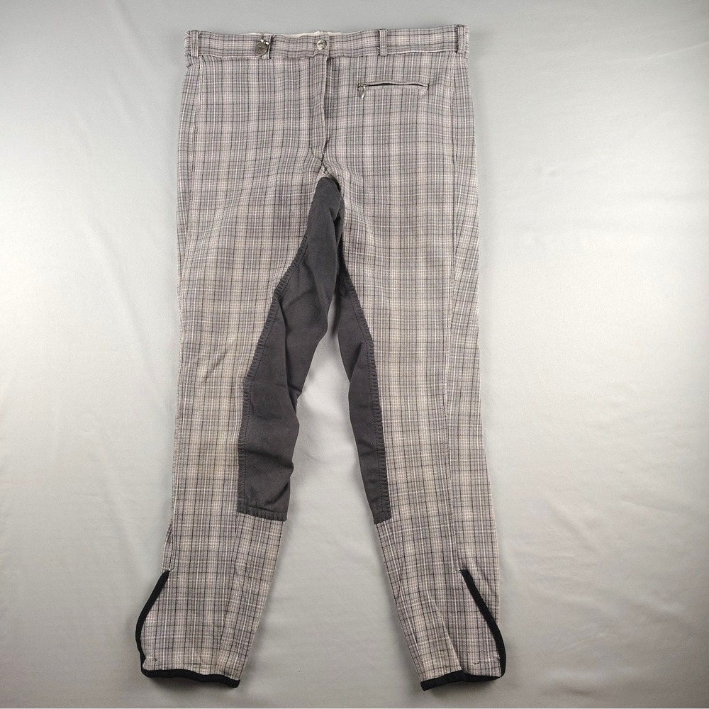 Pikeur Lugana Womens 32USA (44) Gray Plaid Knee Patch Equestrian Riding Breeches